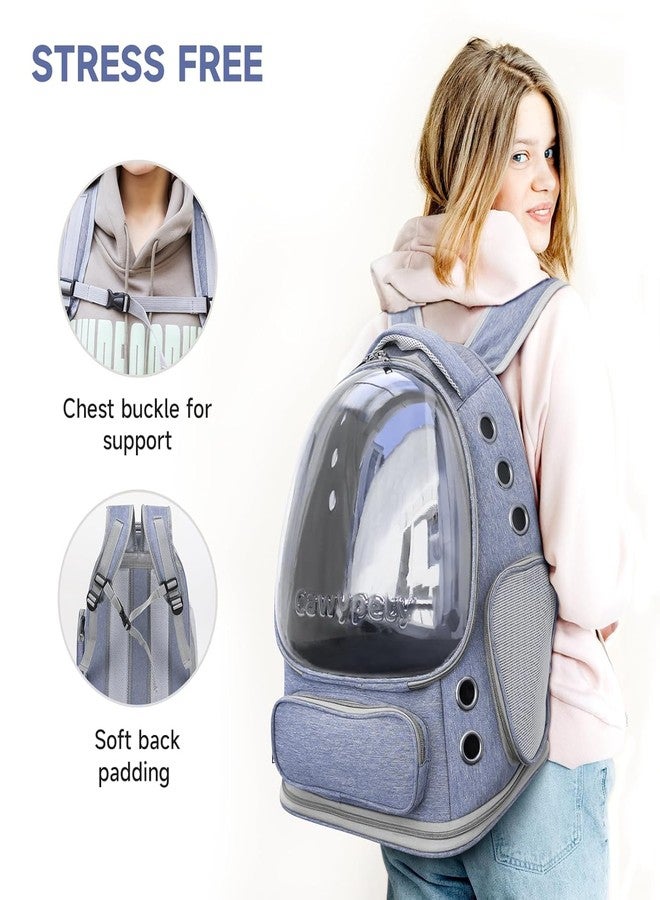 Onomie Cat Backpack Carrier, Breathable Cat Carrier Large Space Bubble Pet Backpack for Kitty Small Dog up to 15lbs, Transparent & Foldable Pet Carrier for Travel Hiking (Blue) - Image 5